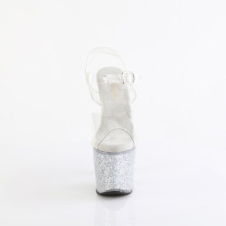 Pleaser LOVESICK-708SG Transparent Silver Glitter Stras