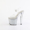Pleaser LOVESICK-708SG Transparent Silver Glitter Stras