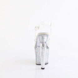 Pleaser LOVESICK-708SG Transparent Silver Glitter Stras