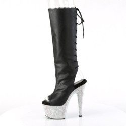 Pleaser BEJEWELED-2018-7 Black Vegan Leather Silver