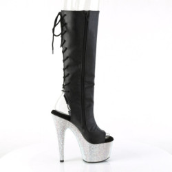 Pleaser BEJEWELED-2018-7 Black Vegan Leather Silver