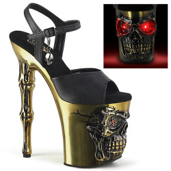 Pleaser RAPTURE-809-LT Black Vegan Leather Satin Brass