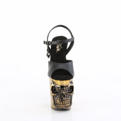 Pleaser RAPTURE-809-LT Black Vegan Leather Satin Brass