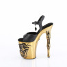Pleaser RAPTURE-809-LT Black Vegan Leather Satin Brass