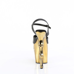Pleaser RAPTURE-809-LT Black Vegan Leather Satin Brass