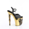 Pleaser RAPTURE-809-LT Black Vegan Leather Satin Brass