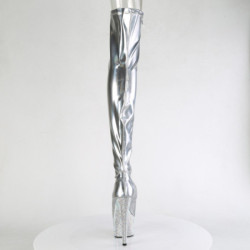 Pleaser BEJEWELED-3011-7 Silver Hologram Patent Strass