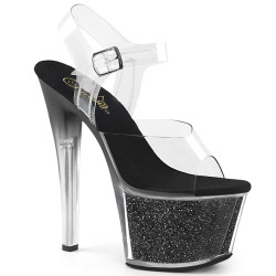 Pleaser SKY-308G-T Transparent Black Glitter Sale Women