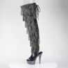Pleaser BEJEWELED-3017HG-RSF Black Fringe Thigh Boots