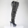 Pleaser BEJEWELED-3017HG-RSF Black Fringe Thigh Boots