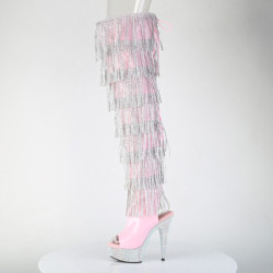 Pleaser BEJEWELED-3017HG-RSF Rose Fringe Thigh Boots