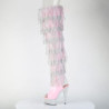 Pleaser BEJEWELED-3017HG-RSF Rose Fringe Thigh Boots