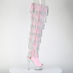 Pleaser BEJEWELED-3017HG-RSF Rose Fringe Thigh Boots