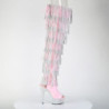 Pleaser BEJEWELED-3017HG-RSF Rose Fringe Thigh Boots