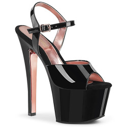 Pleaser SKY-309TT Black Patent Rose Gold Chrome Sale
