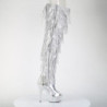 Pleaser BEJEWELED-3017HG-RSF Silver Fringe Thigh Boots