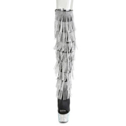 Pleaser BEJEWELED-3019RSF-7 Black Fringes Overknee Boots