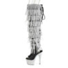 Pleaser BEJEWELED-3019RSF-7 Black Fringes Overknee Boots