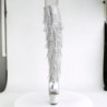 Pleaser BEJEWELED-3019RSF-7 Silver Fringes Overknee Boots
