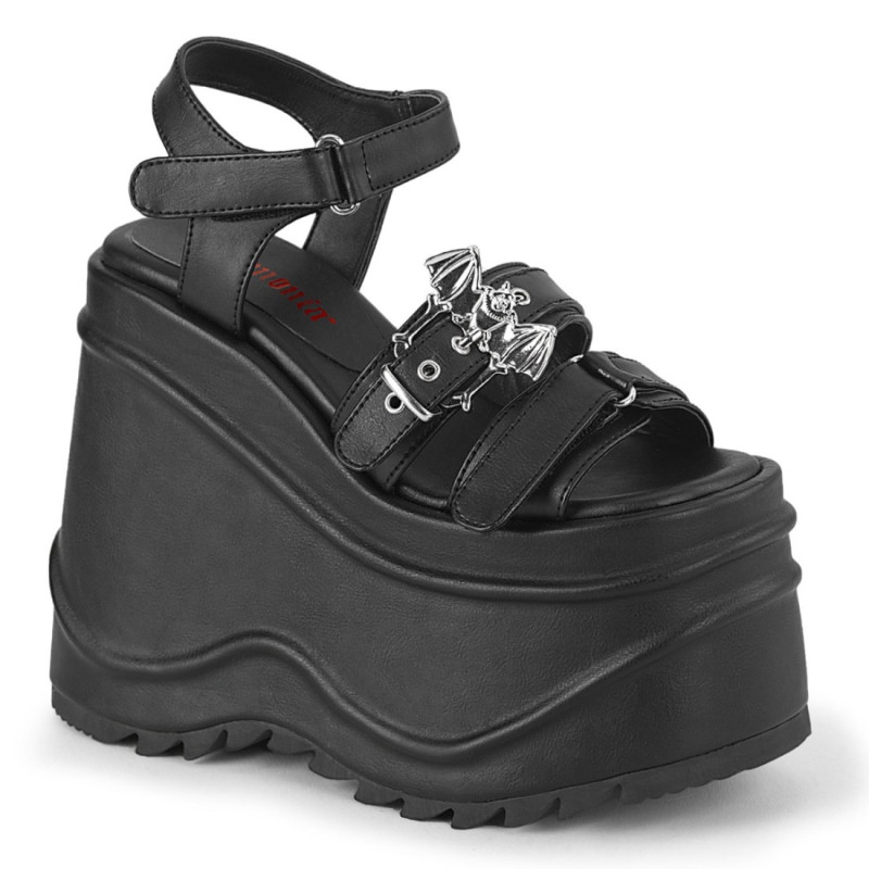 Demonia WAVE-13 Black Vegan Leather Sale Women Demonia WAVE-13 Black Vegan Leather Sale Women