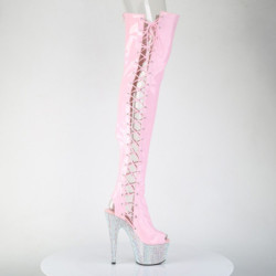 Pleaser BEJEWELED-3052HG-7 Rose Hologram Patent Silver