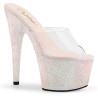 Pleaser ADORE-701HMG Transparent Patent Glitter Mules