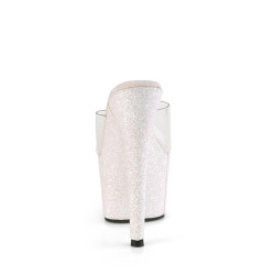 Pleaser ADORE-701HMG Transparent Patent Glitter Mules