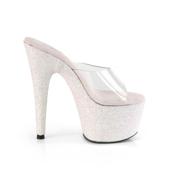 Pleaser ADORE-701HMG Transparent Patent Glitter Mules