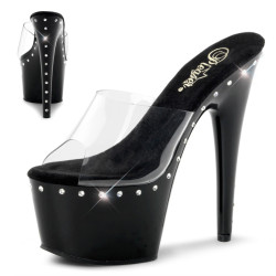 Pleaser ADORE-701LS Transparent Black Mules Women