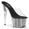 Pleaser ADORE-701SRS Transparent Black Strass Mules
