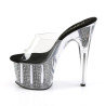 Pleaser ADORE-701SRS Transparent Black Strass Mules