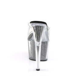 Pleaser ADORE-701SRS Transparent Black Strass Mules