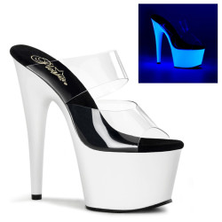 Pleaser ADORE-702UV Transparent Neon White Mules Women