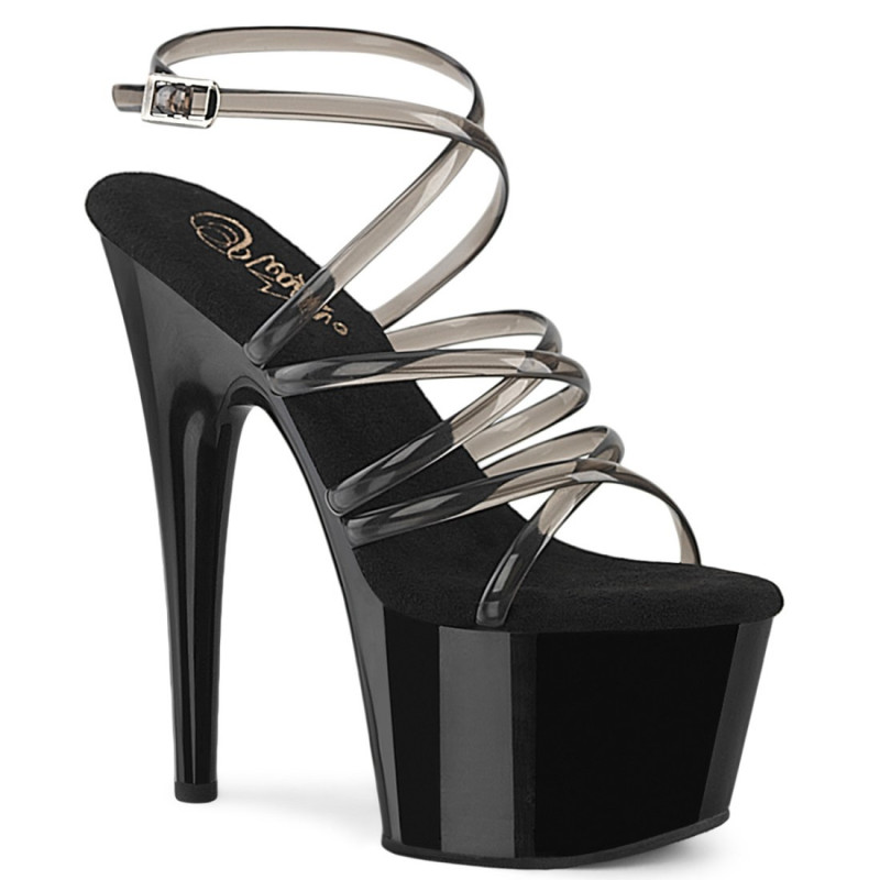 Pleaser ADORE-706 Black Ankle Strap High Heels Sandals