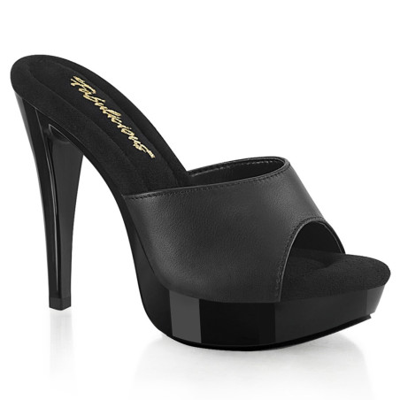 Fabulicious COCKTAIL-501L Black Leather Mules Women