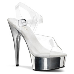 Pleaser DELIGHT-608 Silver Chrome Platform Pole Heels