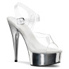 Pleaser DELIGHT-608 Silver Chrome Platform Pole Heels