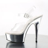 Pleaser DELIGHT-608 Silver Chrome Platform Pole Heels