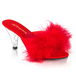 Fabulicious BELLE-301F Red Vegan Fur Transparent Sale