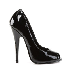 Devious DOMINA-212 Black Peep Toe Stiletto Pumps
