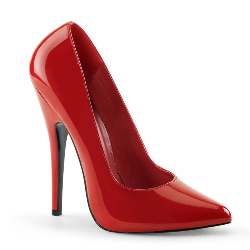 Devious DOMINA-420 Red Pointed Toe Stiletto Heels Pumps