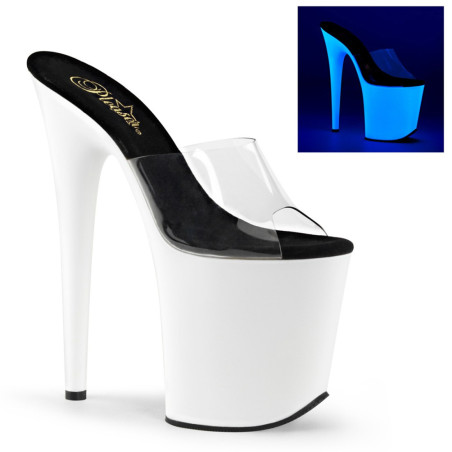 Pleaser FLAMINGO-801UV Transparent Neon White Mules