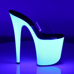 Pleaser FLAMINGO-801UV Transparent Neon White Mules