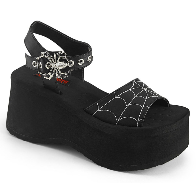 Demonia FUNN-10 Black Vegan Platform Sandal Women