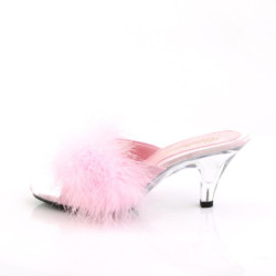 Fabulicious BELLE-301F Rose Feathers Low Heeled Mules