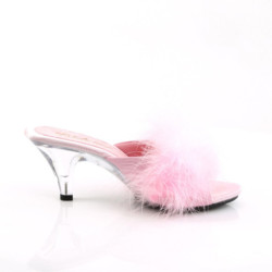 Fabulicious BELLE-301F Rose Feathers Low Heeled Mules