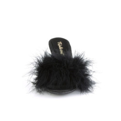 Fabulicious BELLE-301F Black Vegan Low Heeled Mules