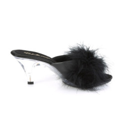 Fabulicious BELLE-301F Black Vegan Low Heeled Mules