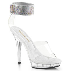 Fabulicious LIP-142 Clear Ankle Cuff High Heel Sandal