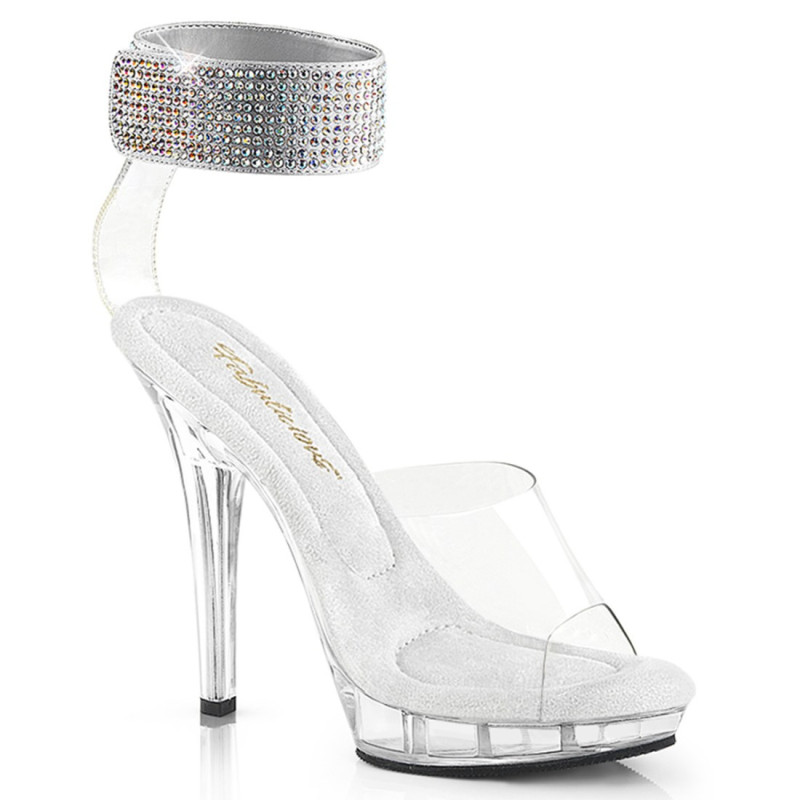 Fabulicious LIP-142 Clear Ankle Cuff High Heel Sandal Fabulicious LIP-142 Clear Ankle Cuff High Heel Sandal